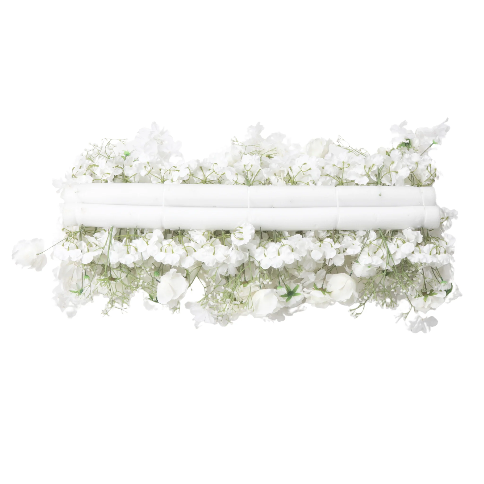 2 pcs/pk Premade Rose and Baby's Breath Flower Backdrop Arch/Table Runner Decor - White - Image 7