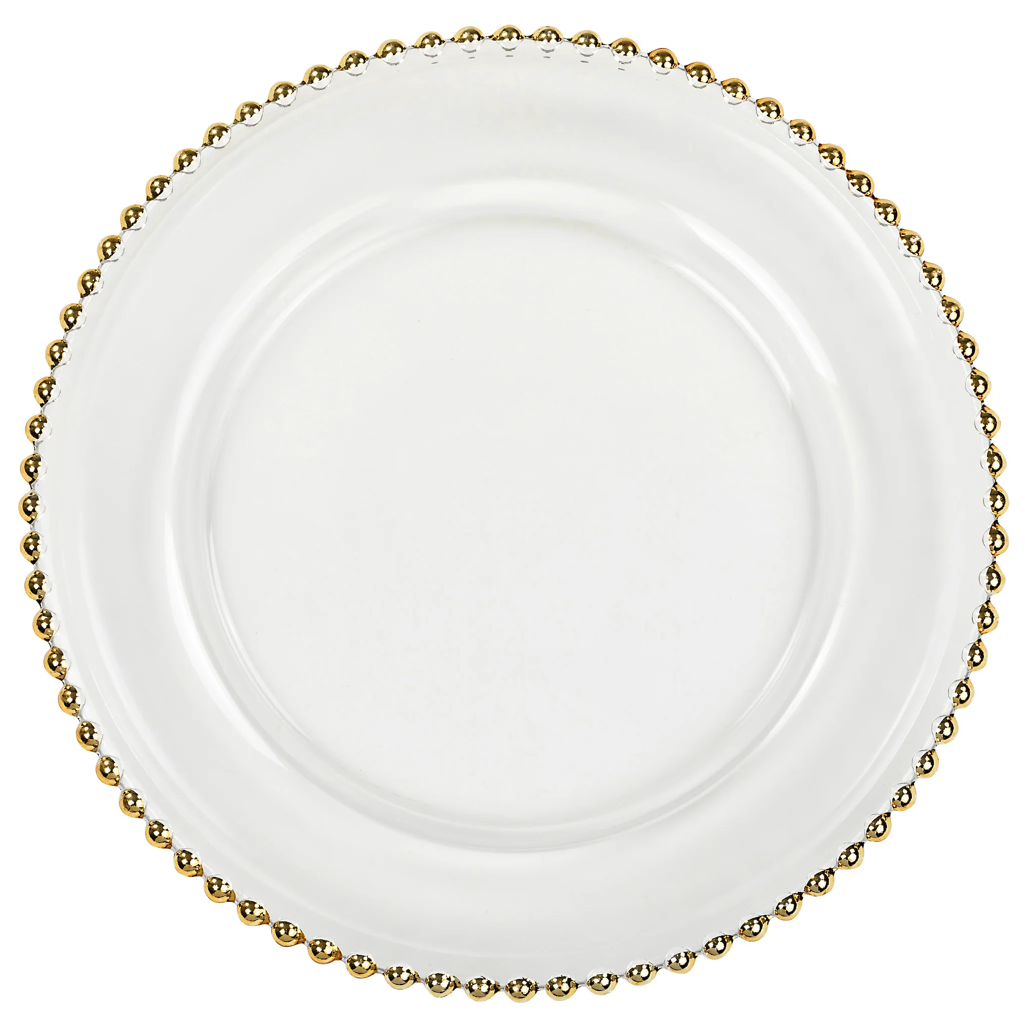 Beaded Glass Charger Plate - Gold Trim