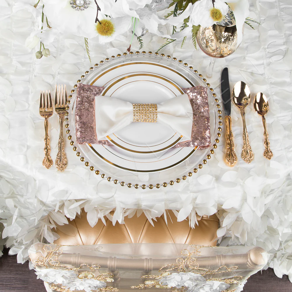 Beaded Glass Charger Plate - Gold Trim - Image 2
