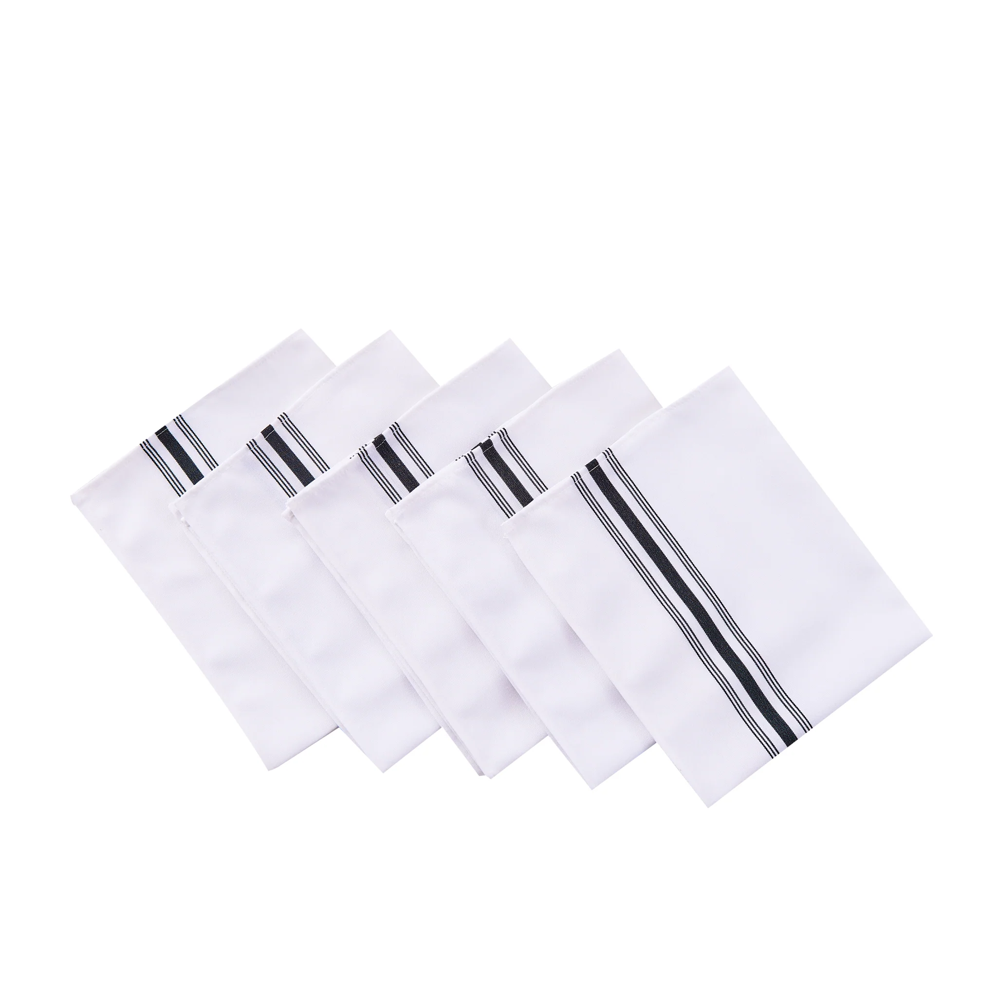 18"x22" Black Stripe Bistro Spun Polyester Napkins 5pc/pk