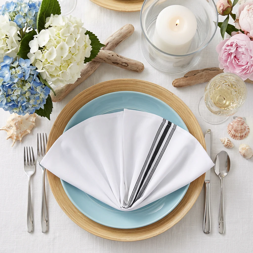 18"x22" Black Stripe Bistro Spun Polyester Napkins 5pc/pk - Image 4