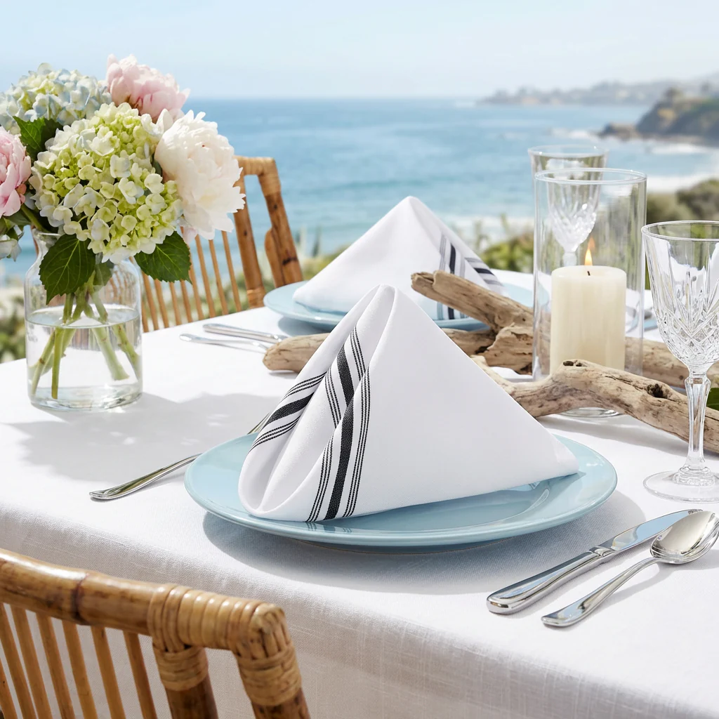 18"x22" Black Stripe Bistro Spun Polyester Napkins 5pc/pk - Image 6