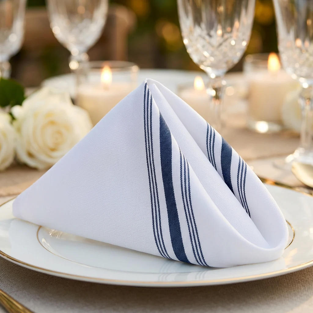 18"x22" Navy Blue Stripe Bistro Spun Polyester Napkins 5pc/pk - Image 6