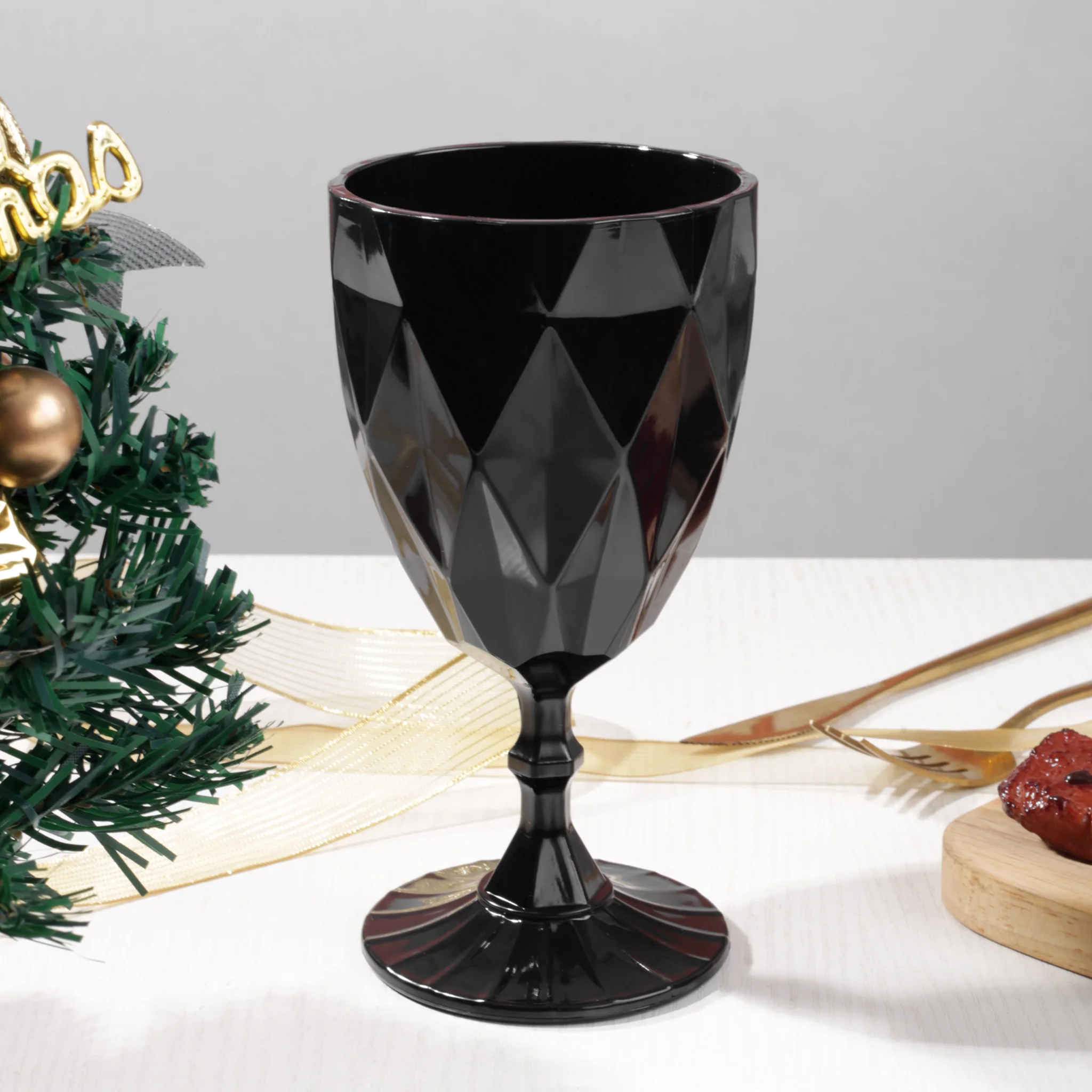 Black Vintage Acrylic Goblets (6 pcs/pk) - Image 5