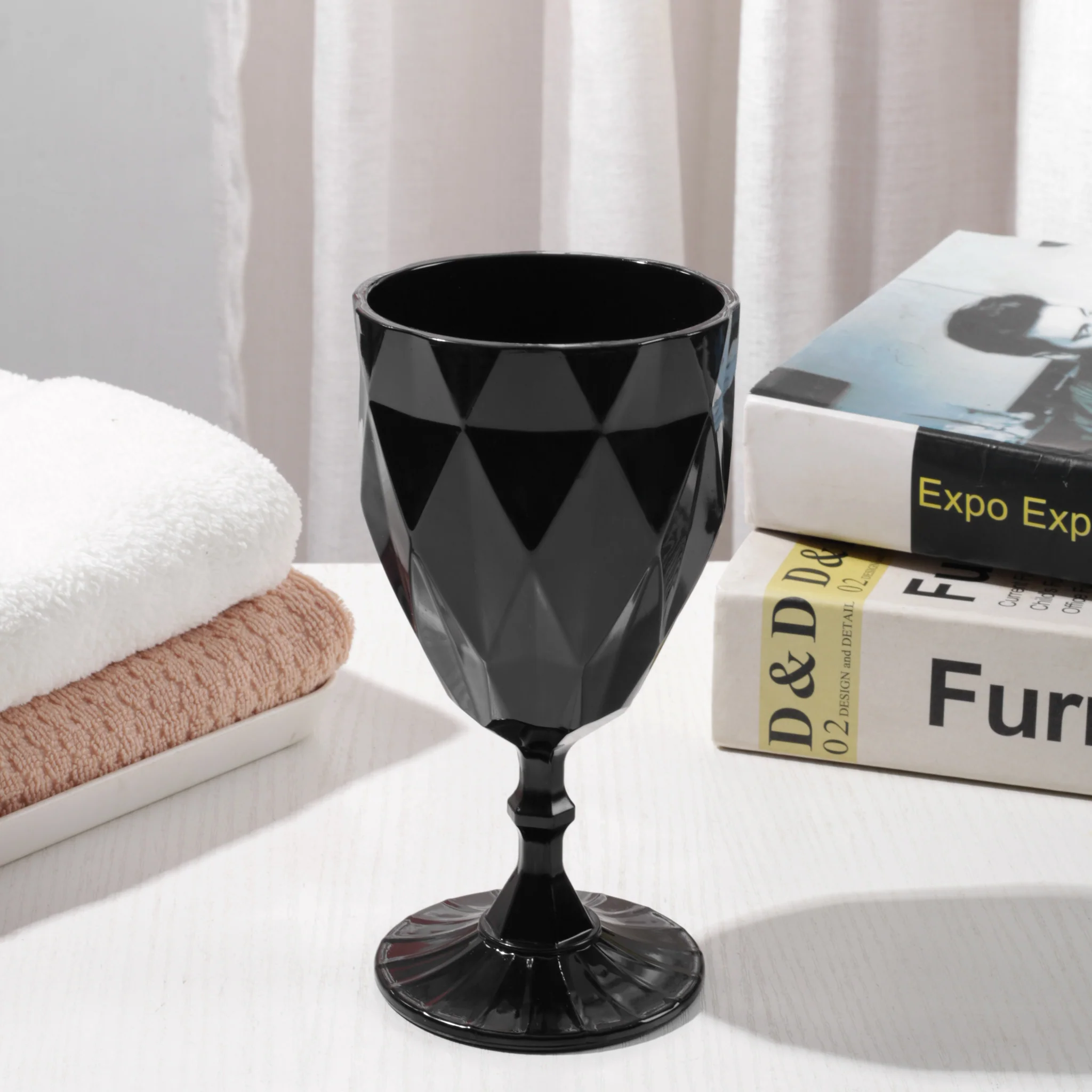 Black Vintage Acrylic Goblets (6 pcs/pk) - Image 7