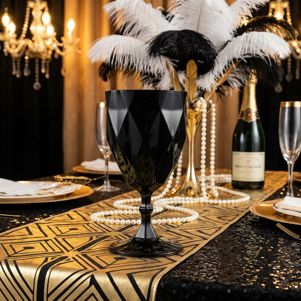 Black Vintage Acrylic Goblets (6 pcs/pk) - Image 9