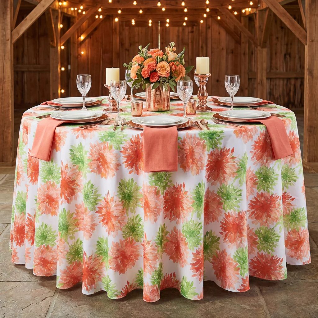 Blooming Mums 108" Round Tablecloth - Image 3