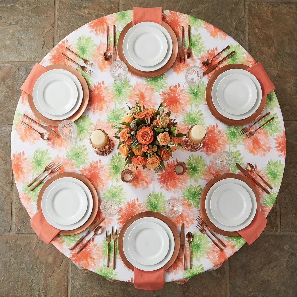 Blooming Mums 108" Round Tablecloth - Image 4
