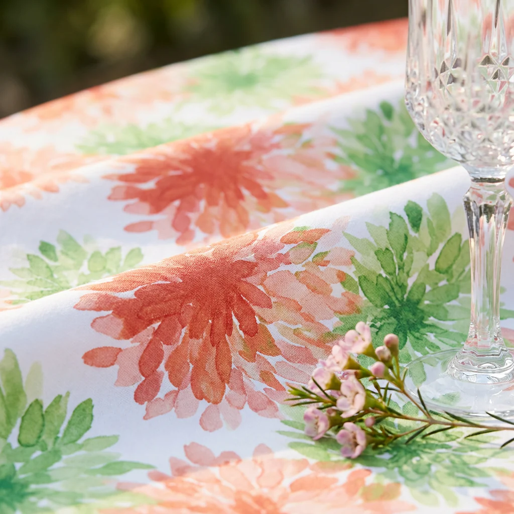 Blooming Mums 132" Round Tablecloth - Image 4