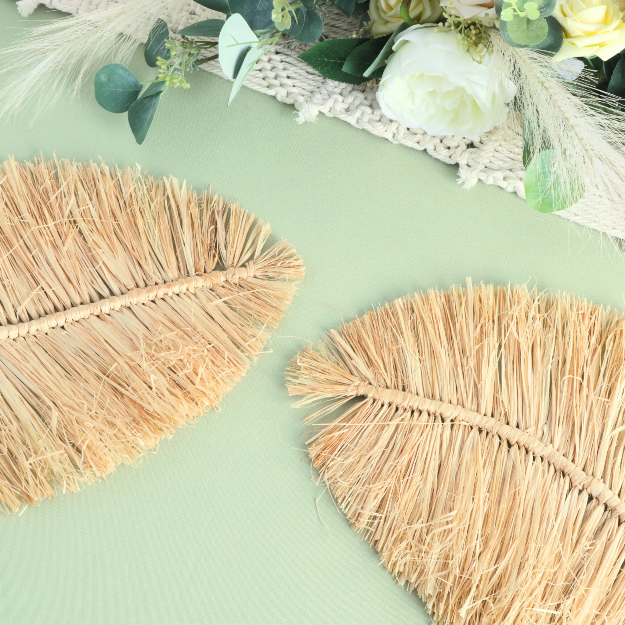 2 pc/set Boho Raffia Leaf Placemat - Image 3