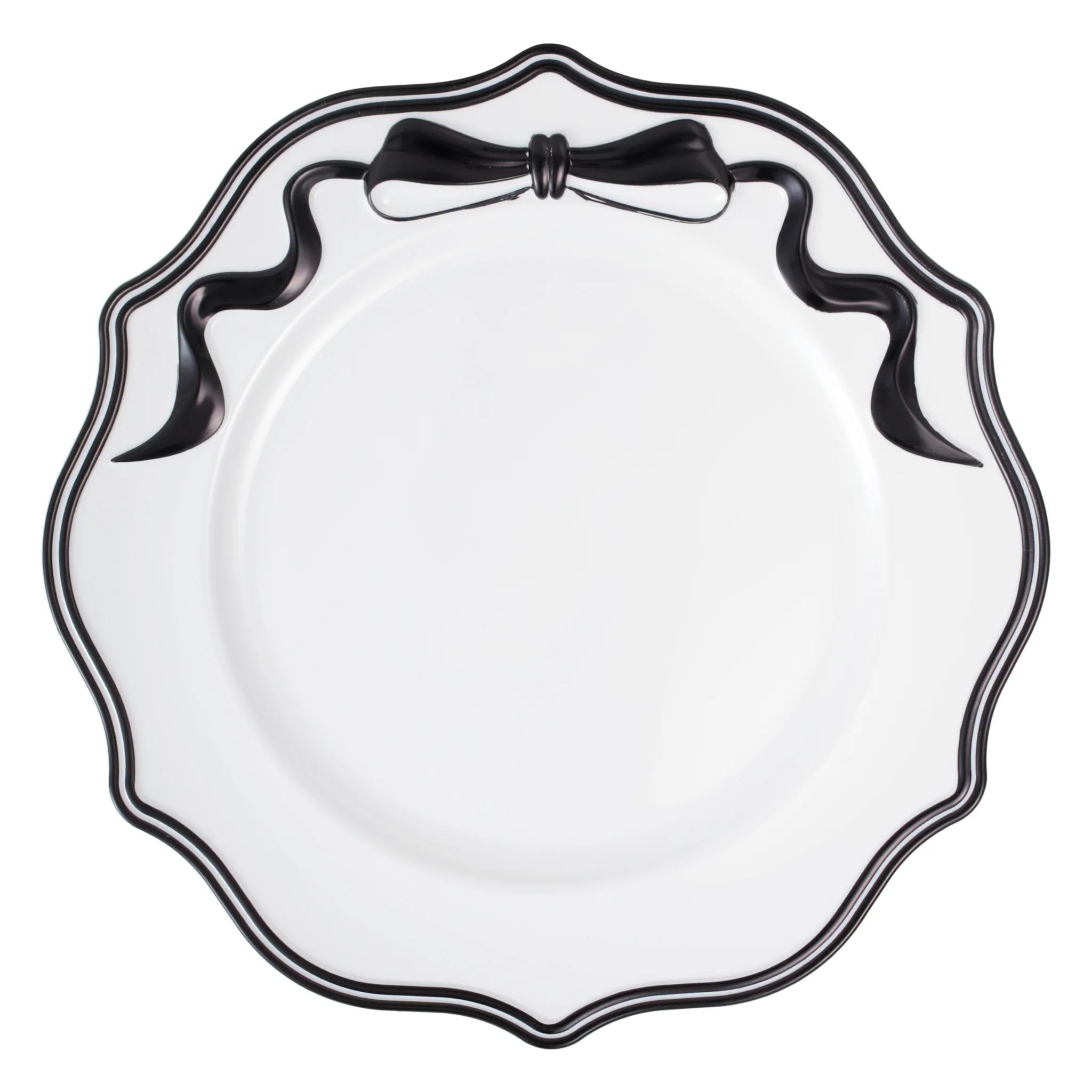 Scalloped Bow Acrylic Charger Plate - Black