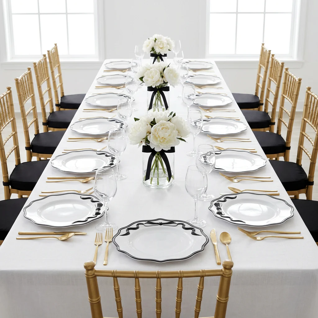 Scalloped Bow Acrylic Charger Plate - Black - Image 5