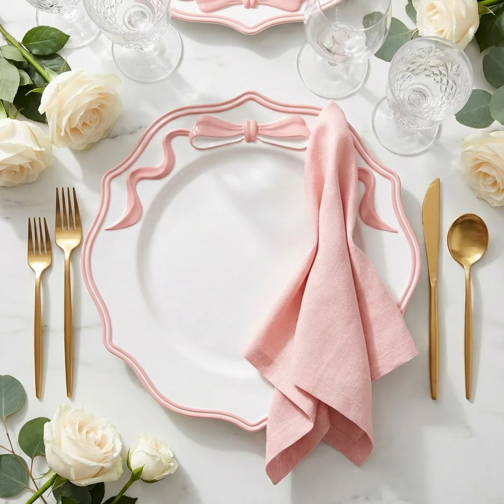 Scalloped Bow Acrylic Charger Plate - Pink - Image 6