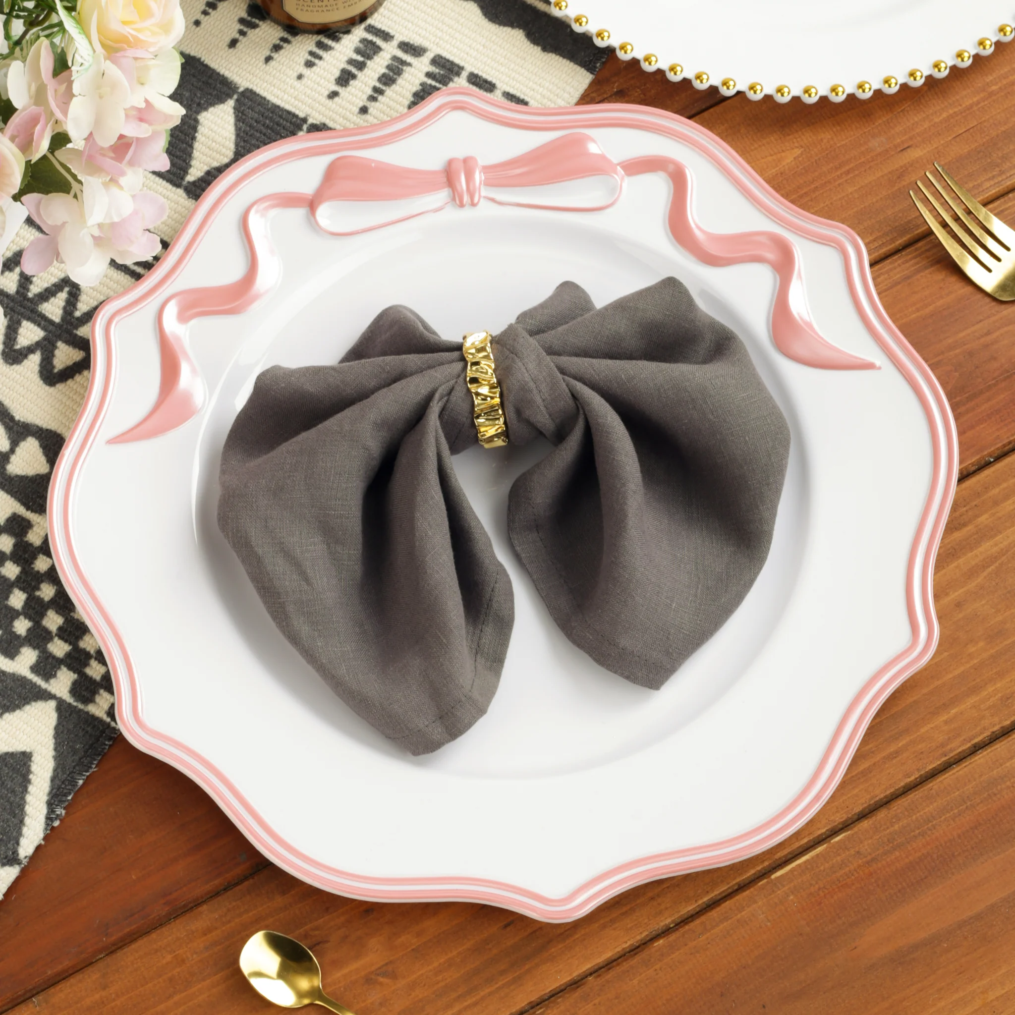 Scalloped Bow Acrylic Charger Plate - Pink - Image 7