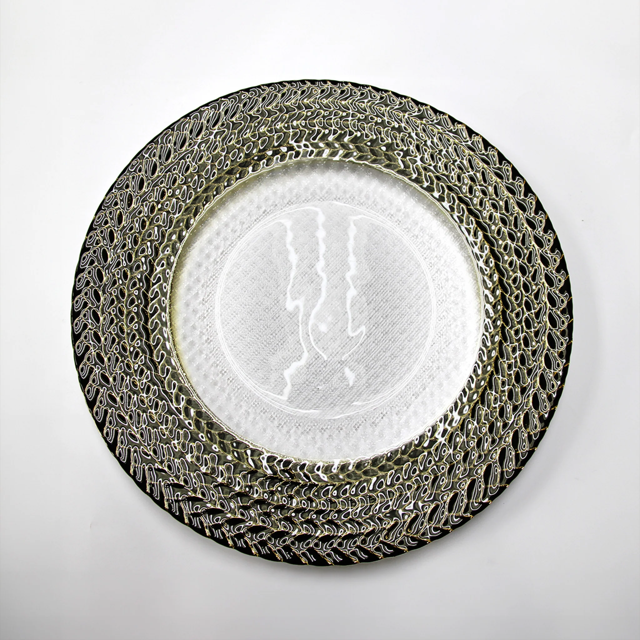 Black Braided Rim Glass Charger Plate
