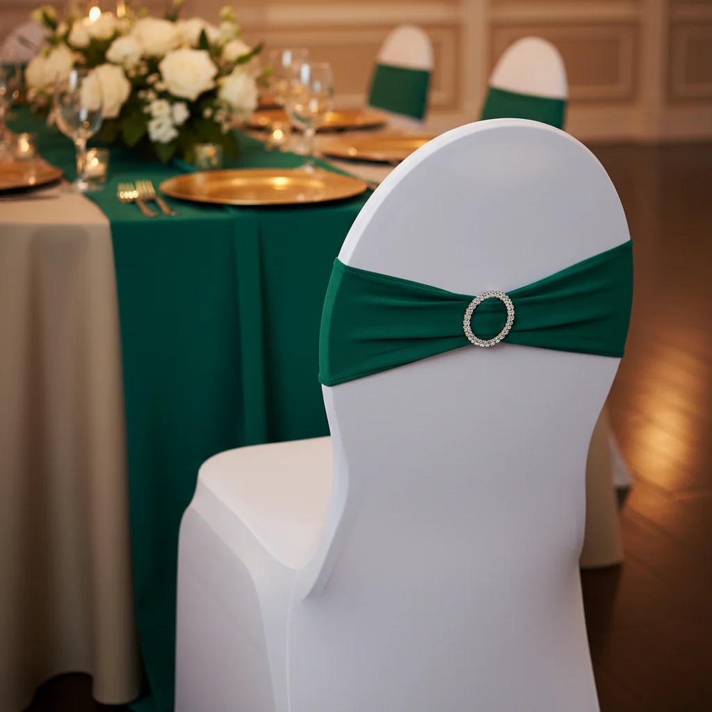 Buckle Spandex Stretch Chair Band - Emerald Green - Image 3