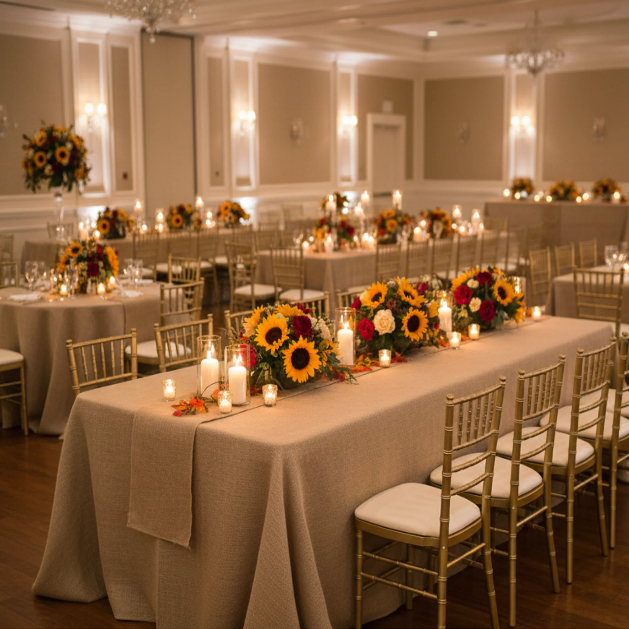Burlap 90"x132" Rectangular Tablecloth - Natural Tan - Image 5
