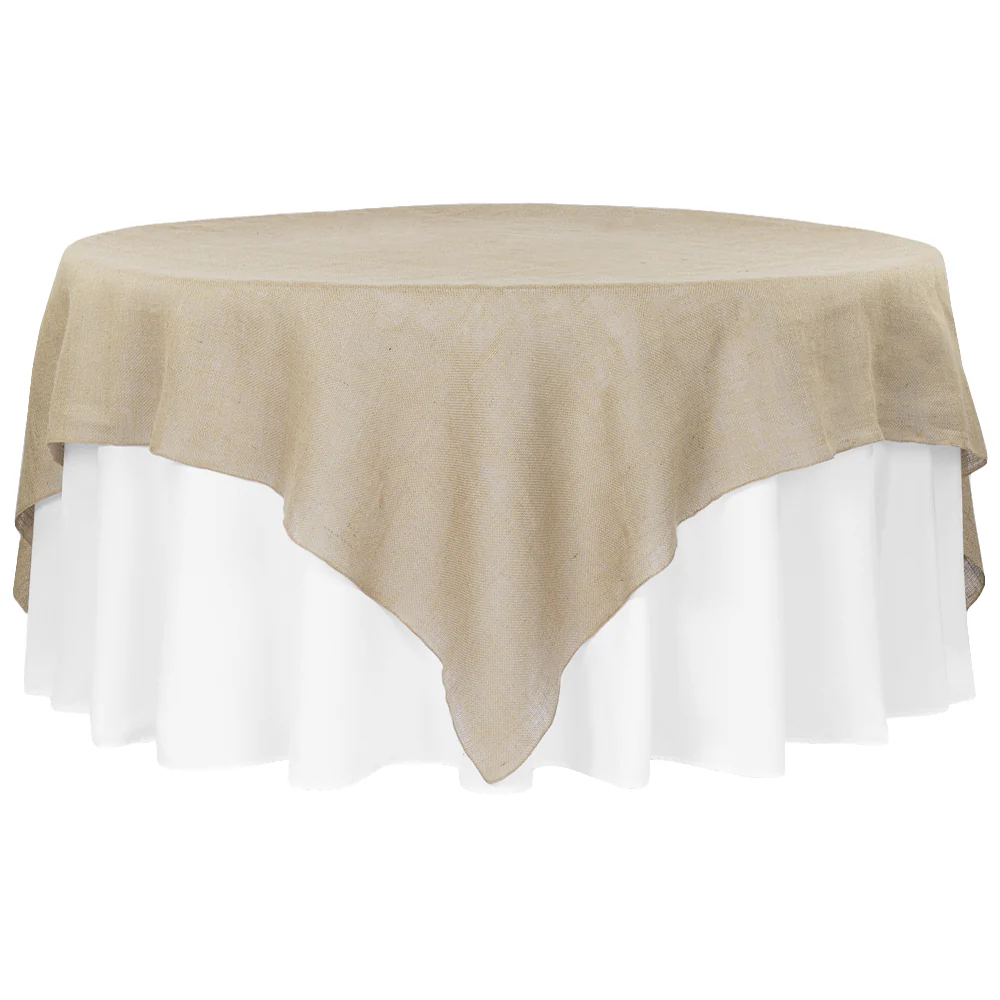 Burlap 90"x90" Square Table Overlay Topper - Natural Tan
