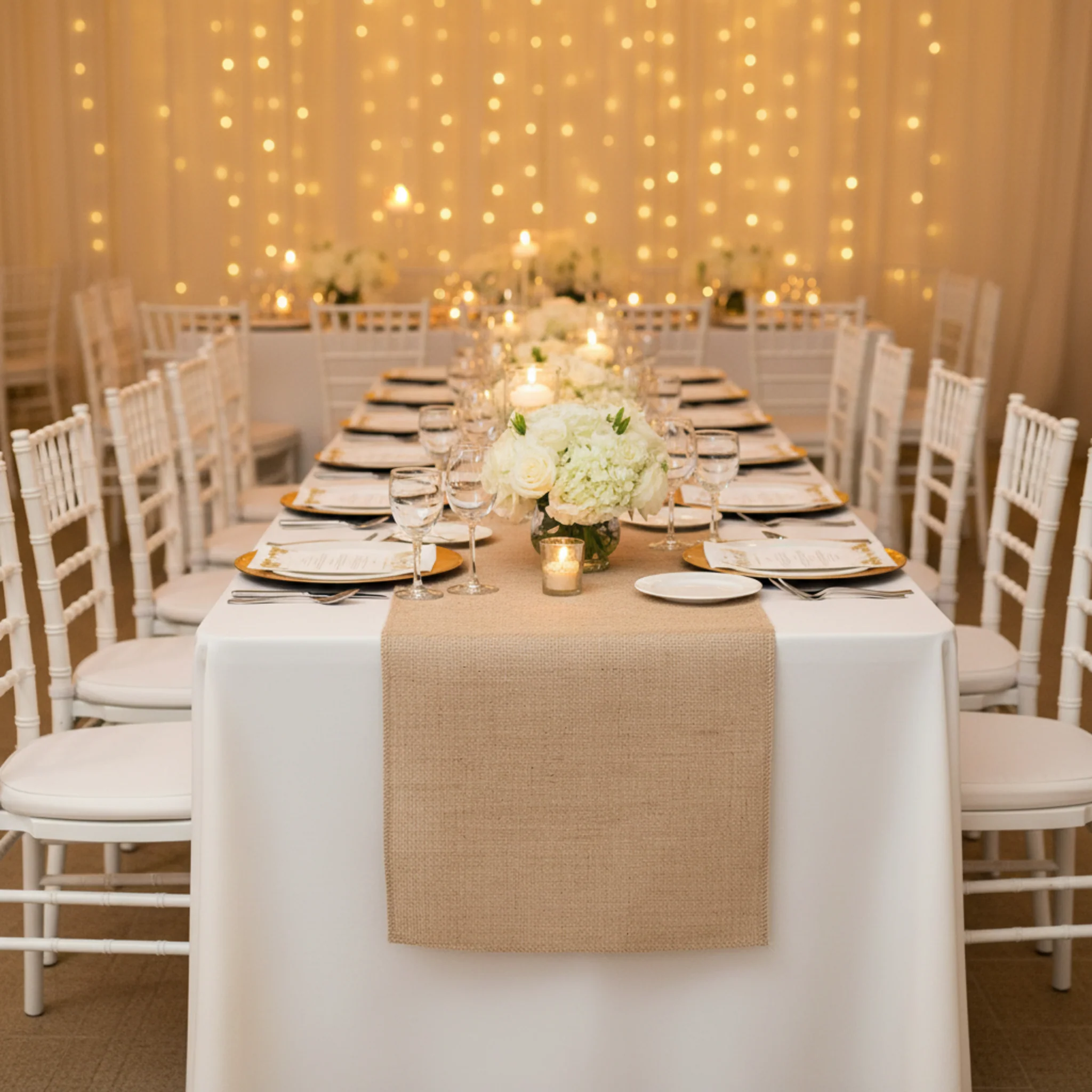 Burlap Table Runner 13"x108" - Natural Tan - Image 6
