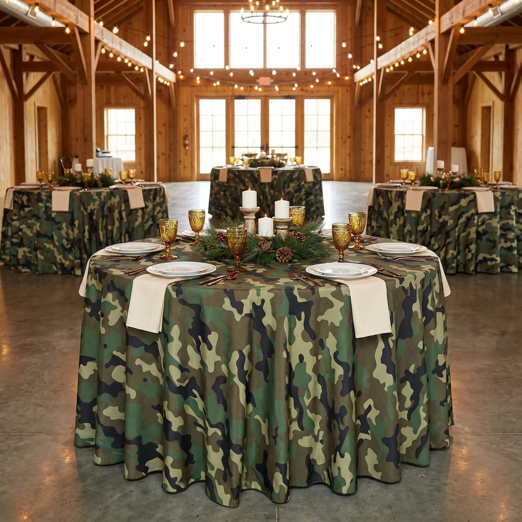 Camouflage Premium Polyester 120" Round Tablecloth - Image 2