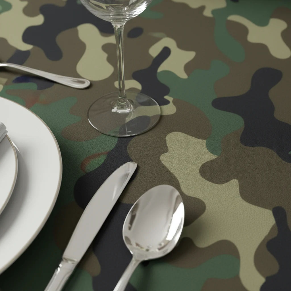 Camouflage Premium Polyester 120" Round Tablecloth - Image 4