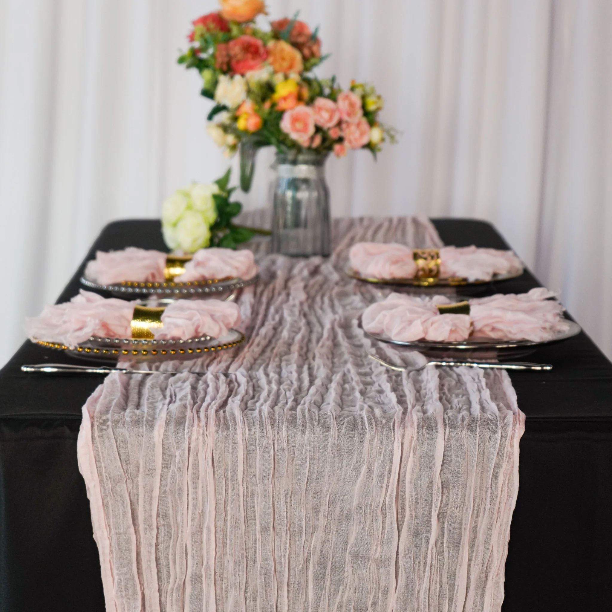 Cheesecloth Gauze Linen Napkin 20"x20" (5pc/pk) - Blush/Rose Gold - Image 3