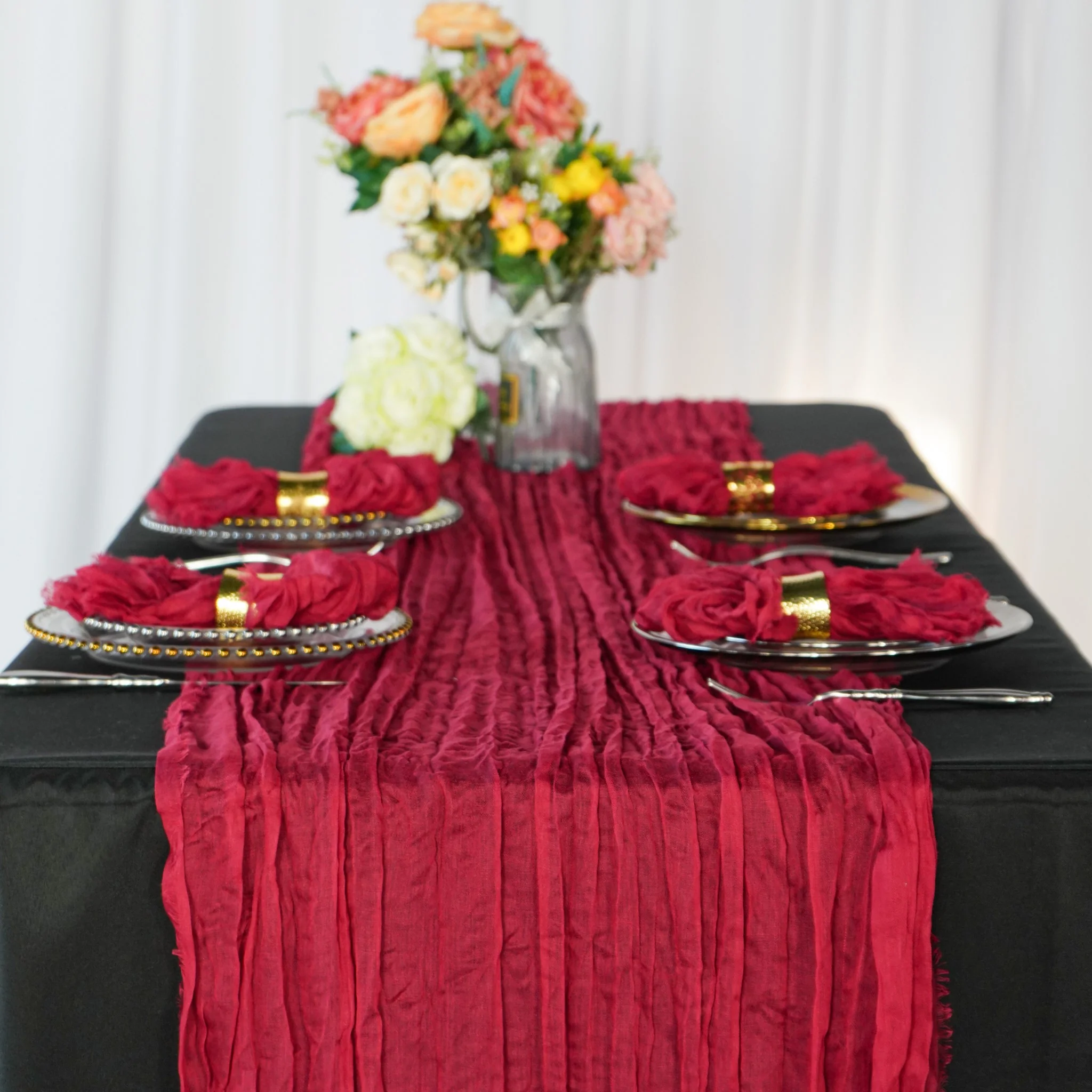 Cheesecloth Gauze Linen Napkin 20"x20" (5pc/pk) - Burgundy - Image 3