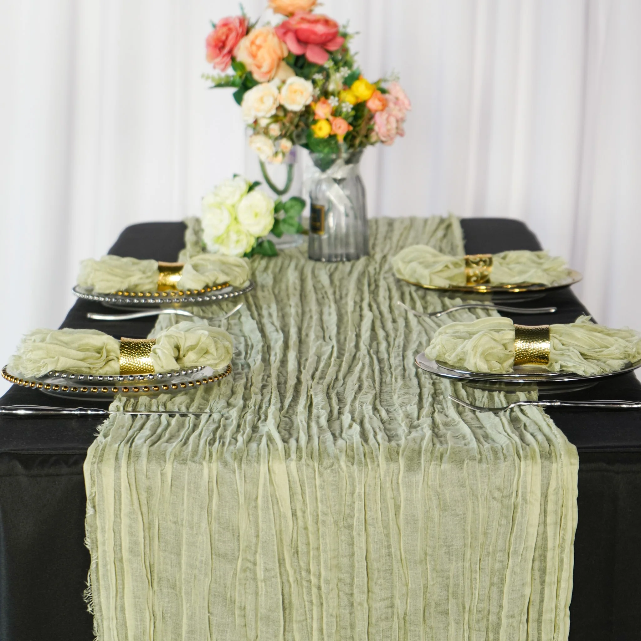 Cheesecloth Gauze Linen Napkin 20"x20" (5pc/pk) - Sage Green - Image 3