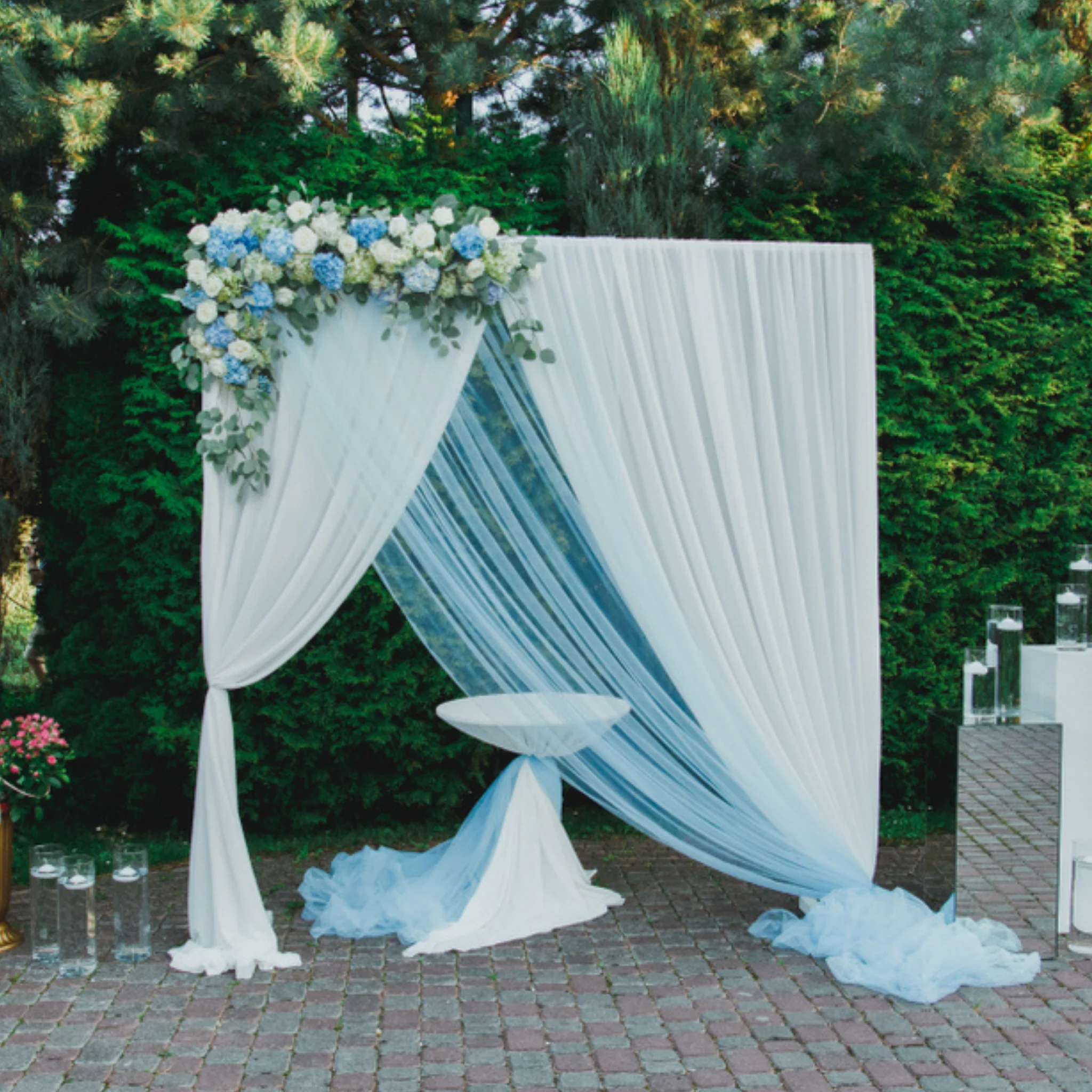 Chiffon Curtain Drape 10ft H x 58" W Panel - White - Image 2