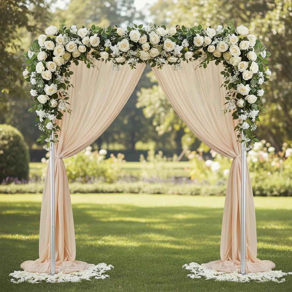 Chiffon Curtain Drape 12ft H x 58" W Panel - Champagne - Image 2