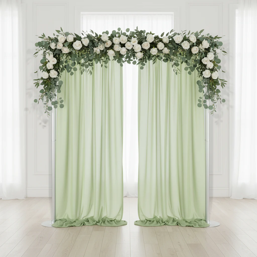 Chiffon Curtain Drape 12ft H x 58" W Panel - Sage Green - Image 3