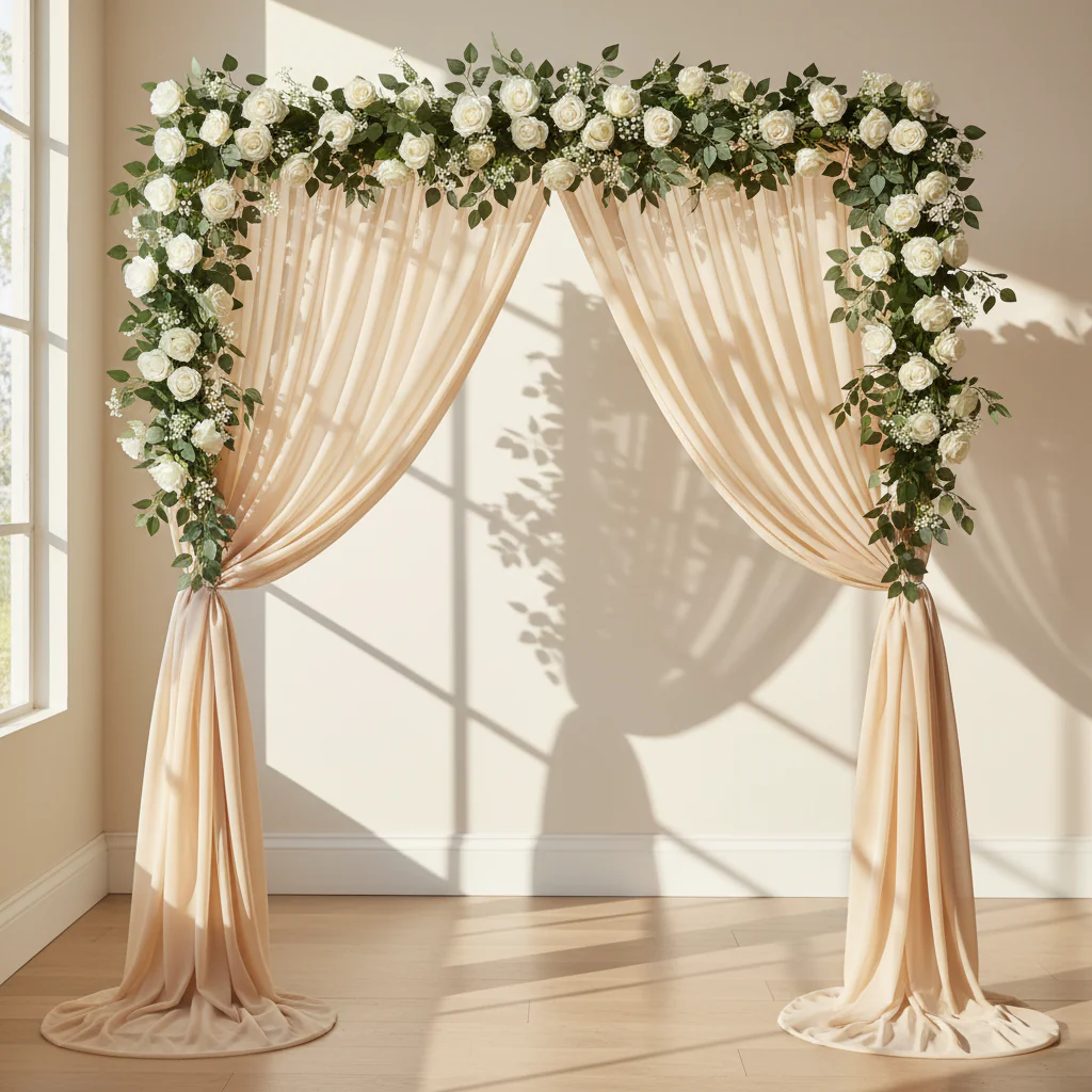 Chiffon Curtain Drape 14ft H x 58" W Panel - Champagne - Image 2