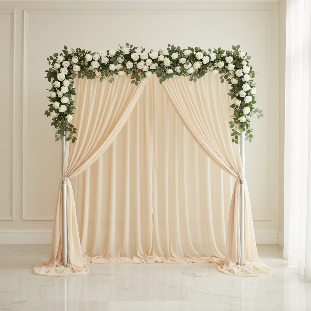 Chiffon Curtain Drape 14ft H x 58" W Panel - Champagne - Image 3