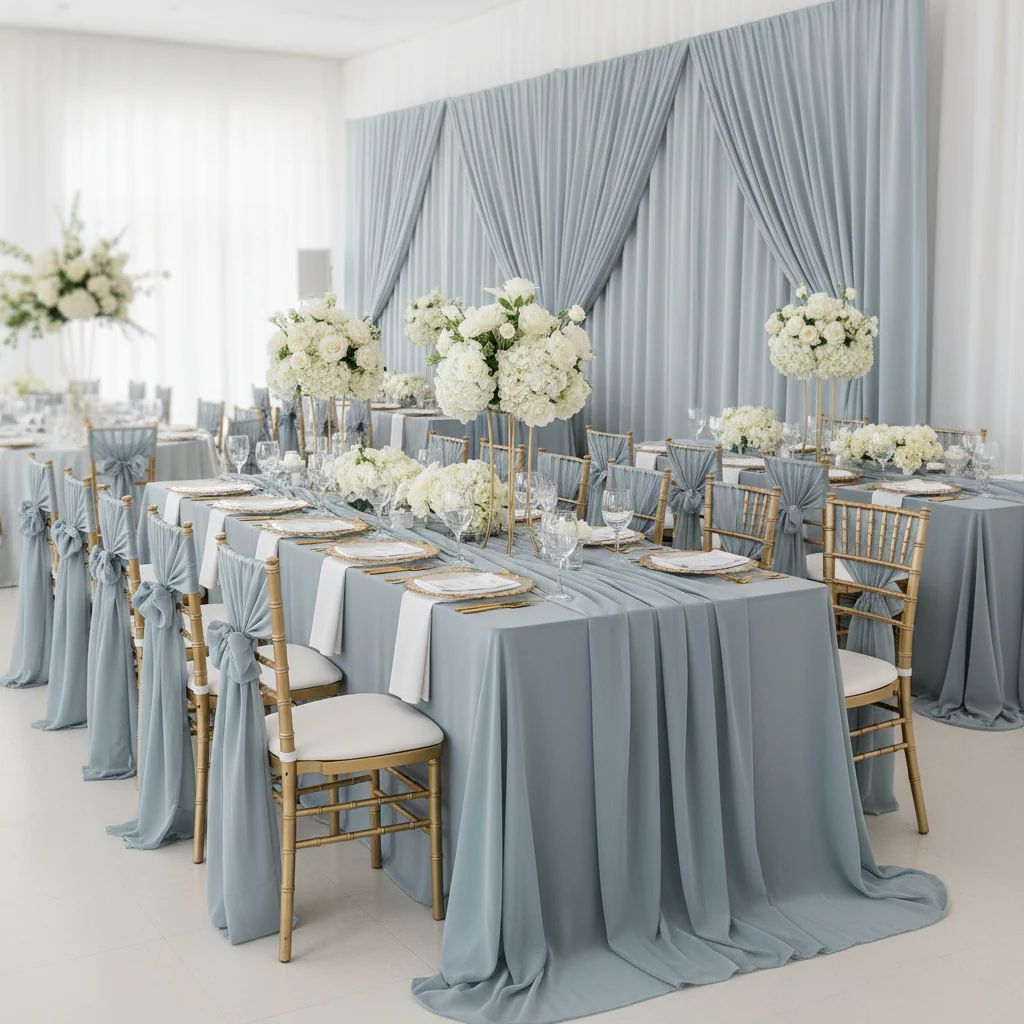 Chiffon Fabric Bolt 58" x 10 yards - Dusty Blue - Image 5