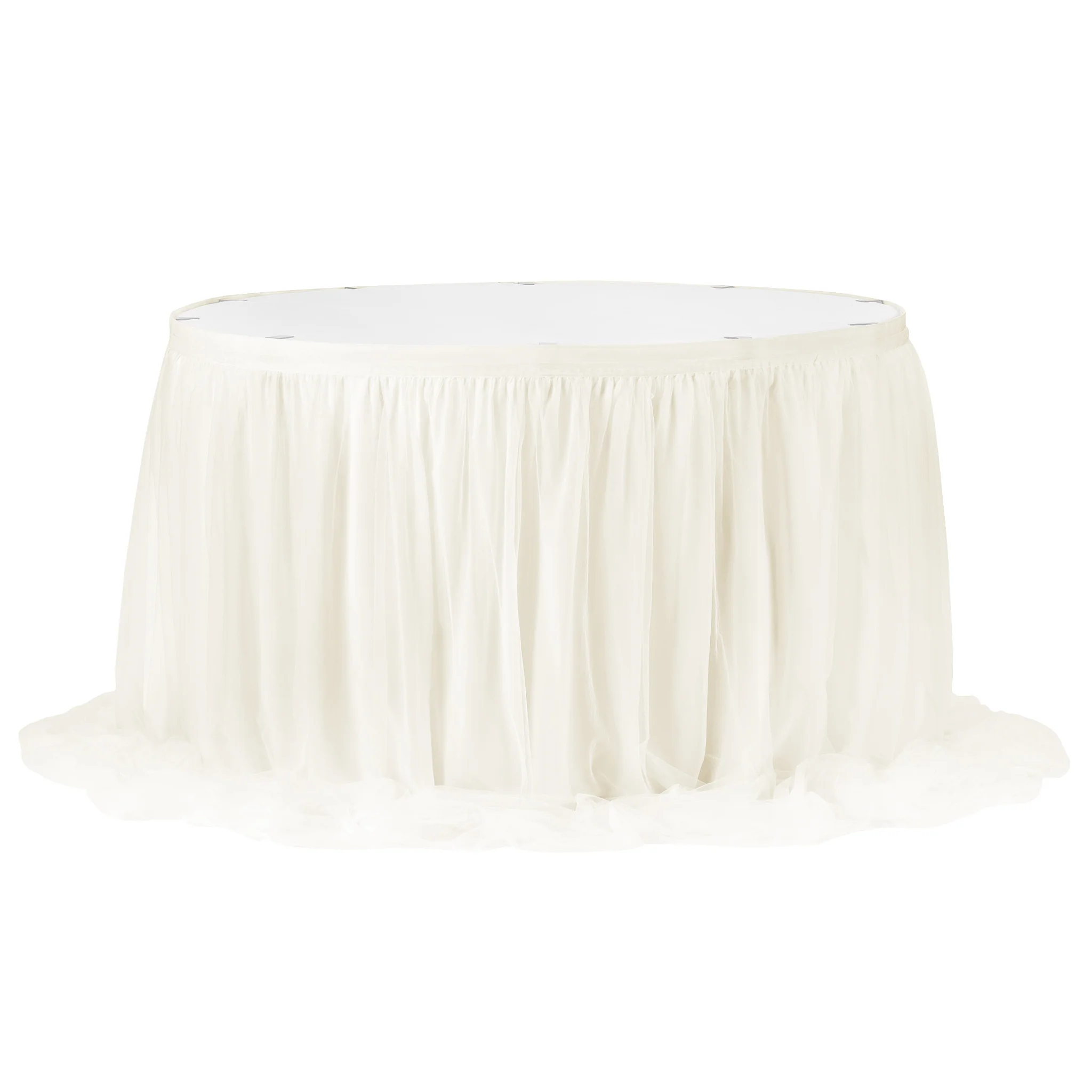 Chiffon Tulle Table Skirt Extra Long 17ft - Ivory