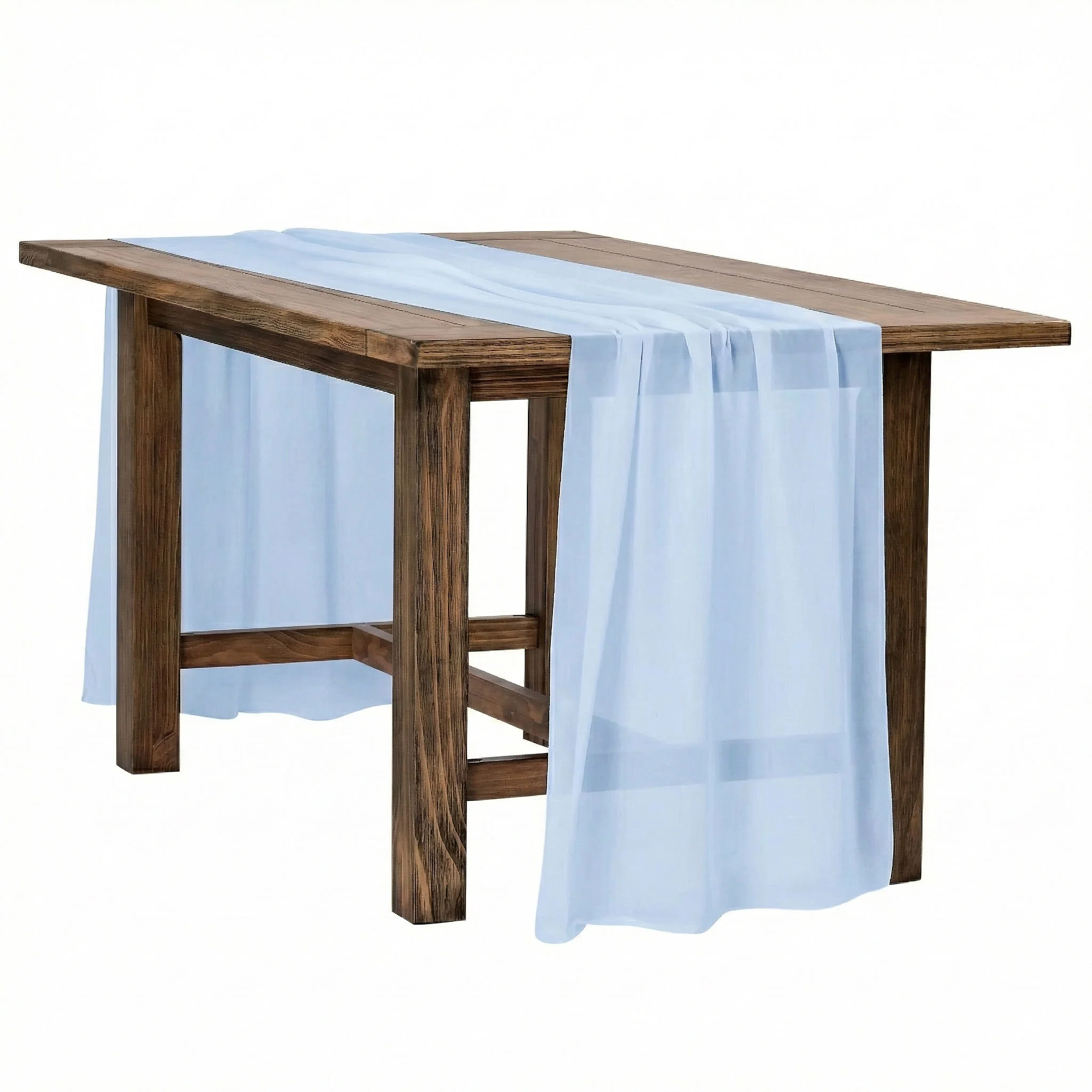 Chiffon Wedding Table Runner 10FT x 27" - Baby Blue - Image 2