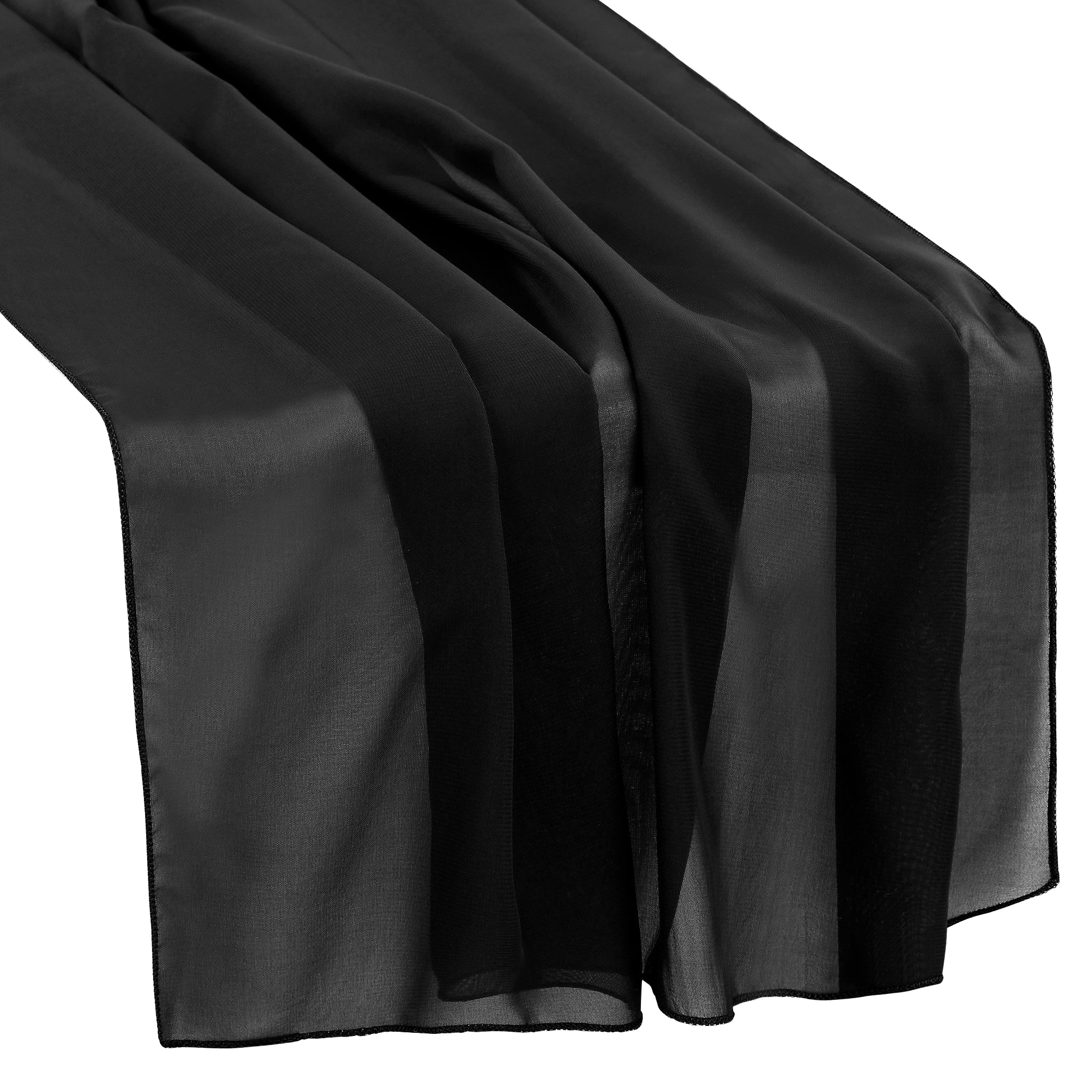 Chiffon Wedding Table Runner 10FT x 27" - Black - Image 4
