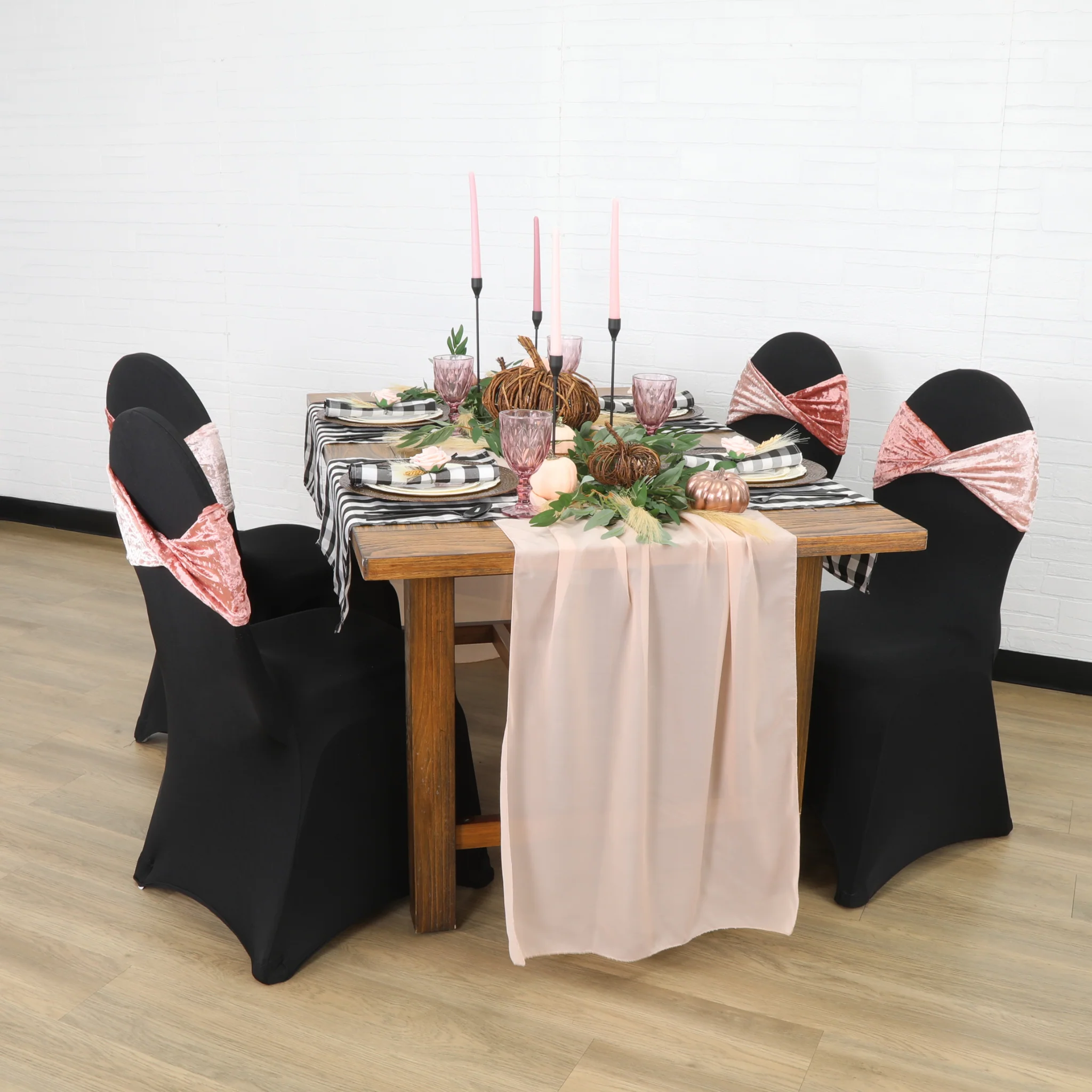 Chiffon Wedding Table Runner 10FT x 27" - Blush - Image 5