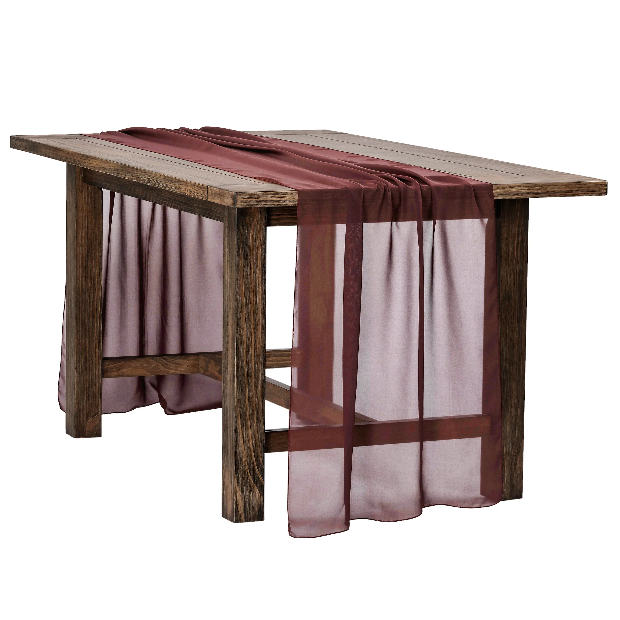 Chiffon Wedding Table Runner 10FT x 27" - Burgundy - Image 2