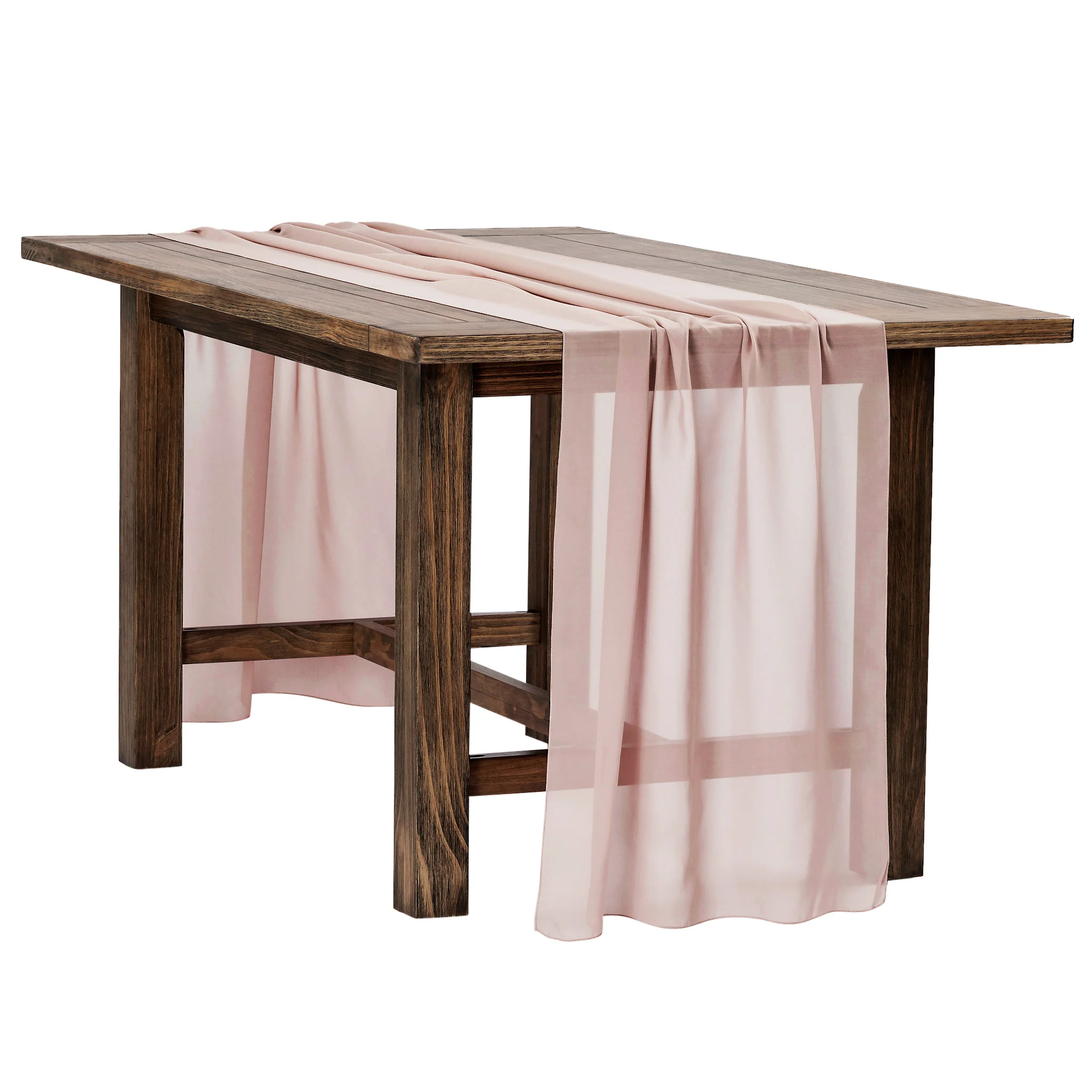 Chiffon Wedding Table Runner 10FT x 27" - Dusty Rose/Mauve - Image 2