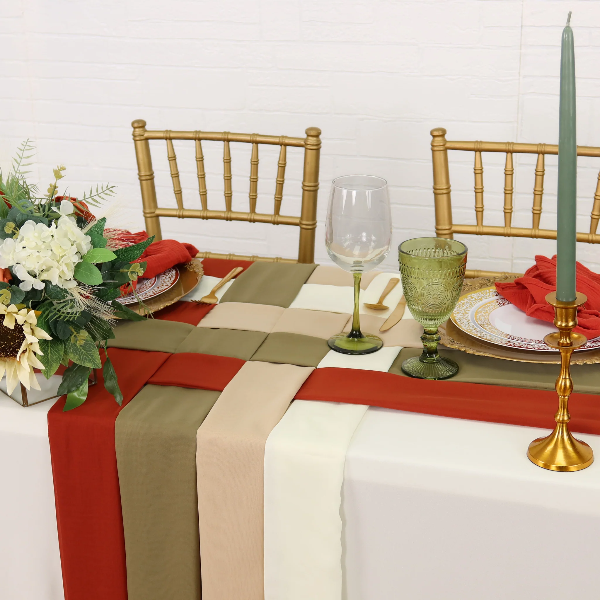 Chiffon Wedding Table Runner 10FT x 27" - Dusty Sage - Image 3