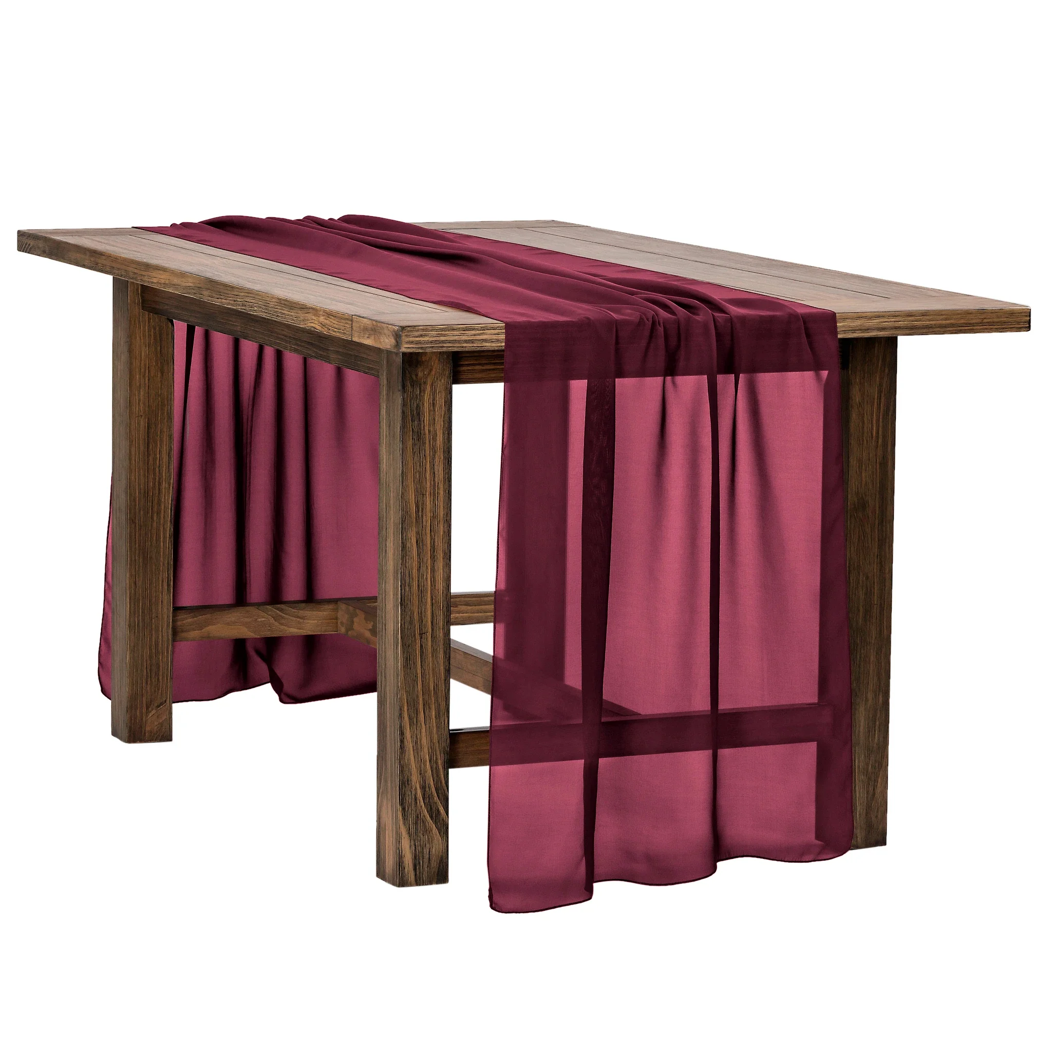 Chiffon Wedding Table Runner 10FT x 27" - Mulberry - Image 2