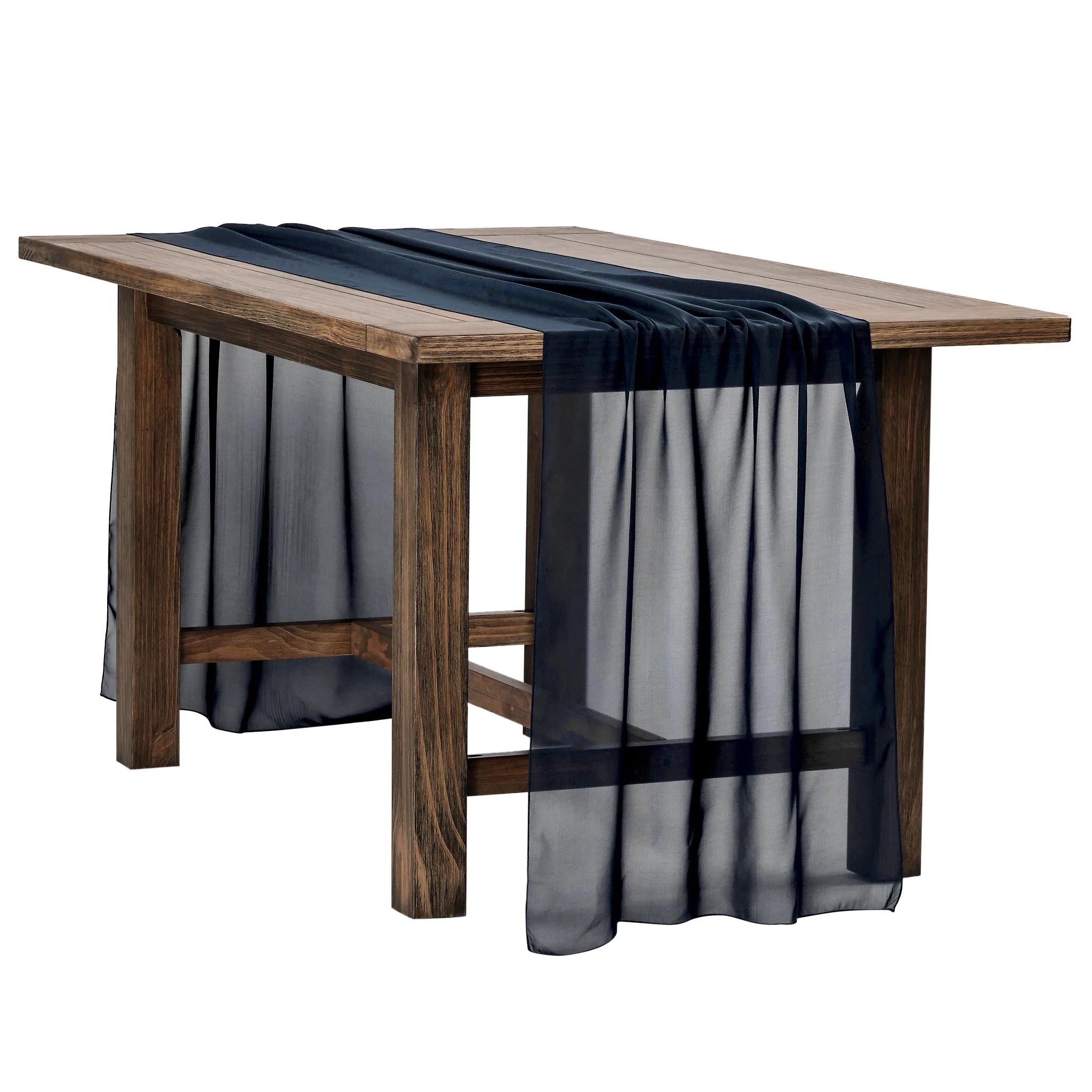 Chiffon Wedding Table Runner 10FT x 27" - Navy Blue - Image 2