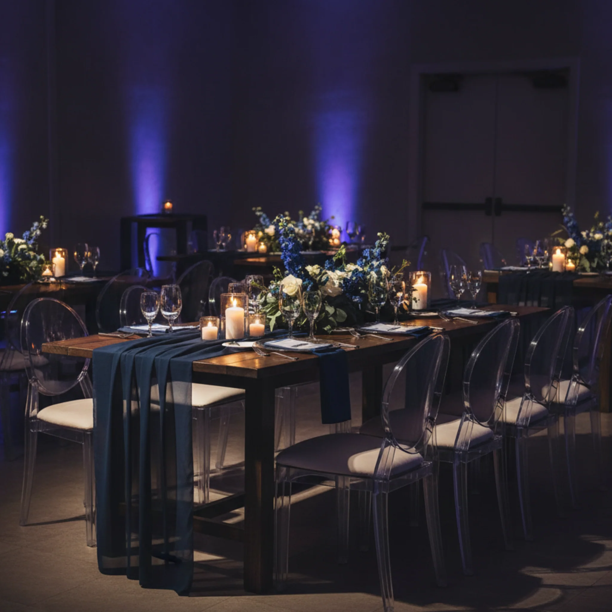 Chiffon Wedding Table Runner 10FT x 27" - Navy Blue - Image 5