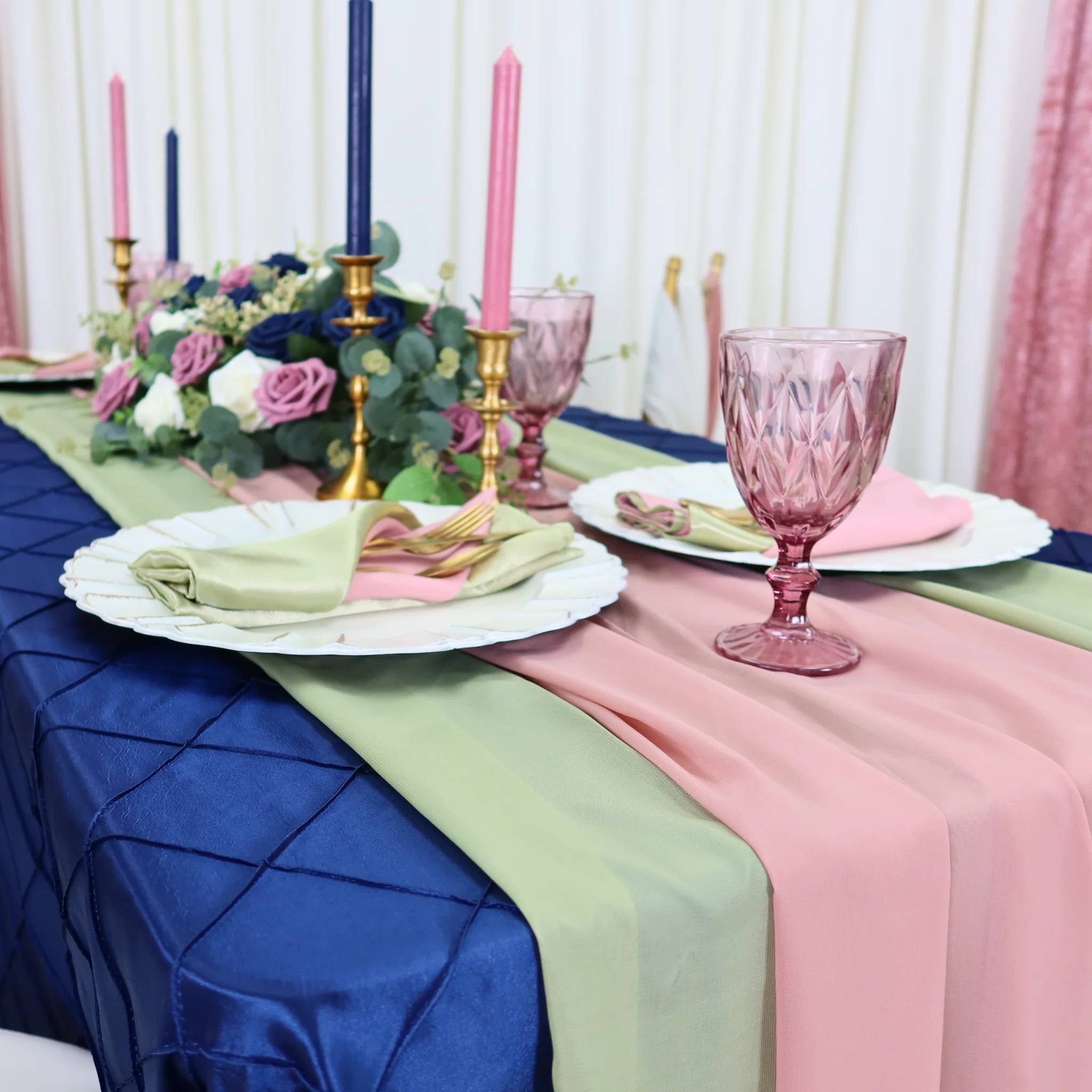 Chiffon Wedding Table Runner 10FT x 27" - Sage Green - Image 2