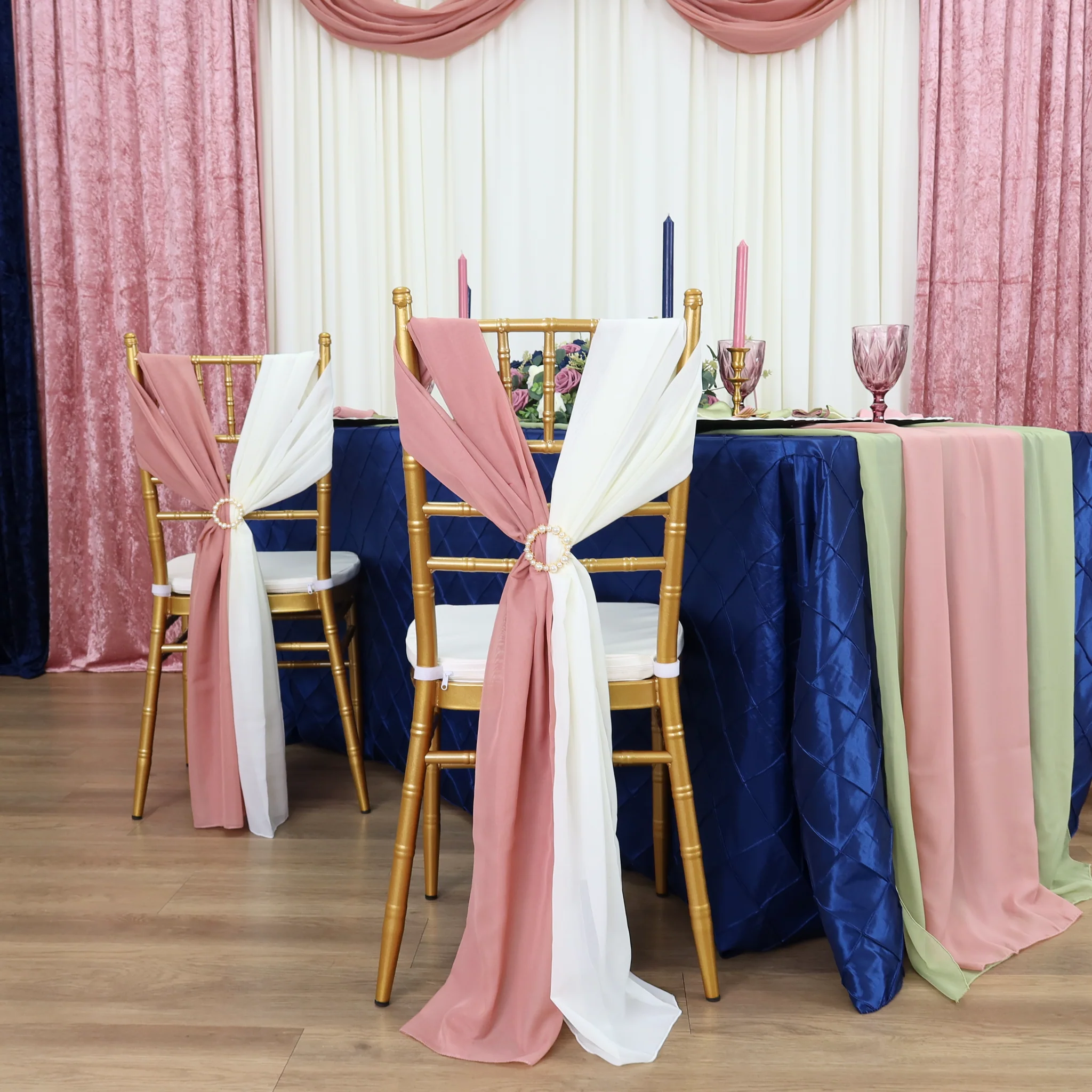 Chiffon Wedding Table Runner 10FT x 27" - Sage Green - Image 6