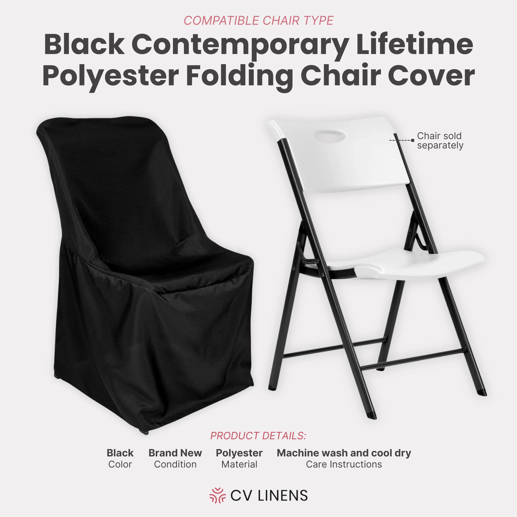Contemporary LIFETIME folding chair Cover - Black - Image 2