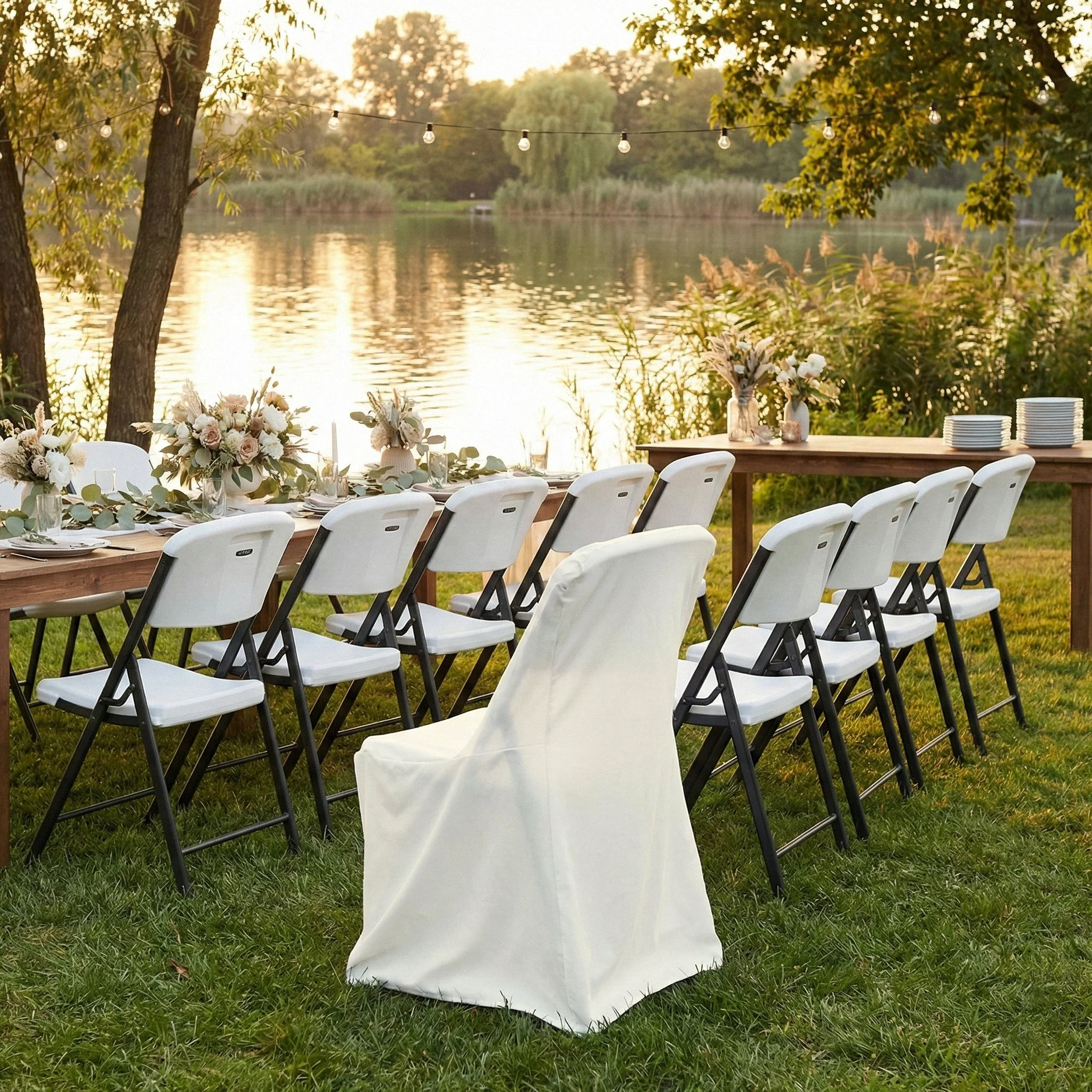 Contemporary LIFETIME folding chair Cover - Ivory - Image 3