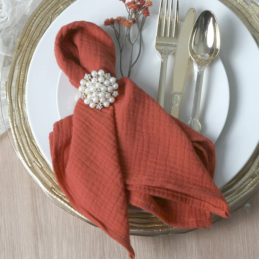 Cotton Gauze Crinkle Napkins 16"x16" (5 pcs/pk) - Rust