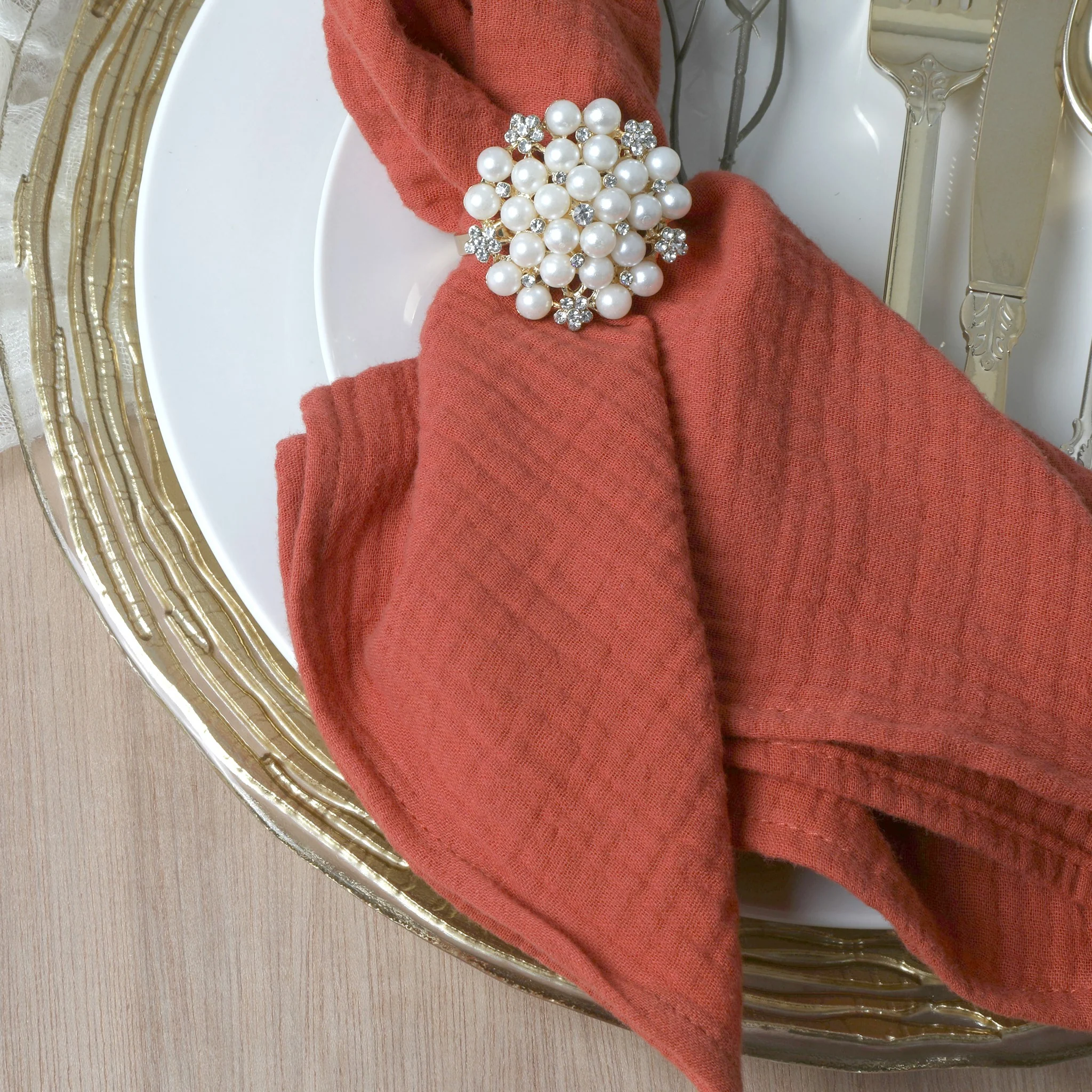 Cotton Gauze Crinkle Napkins 16"x16" (5 pcs/pk) - Rust - Image 2